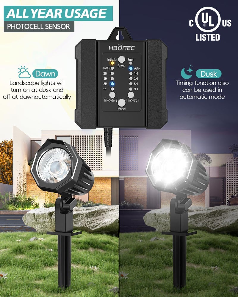 HIBOITEC 100W Low Voltage Landscape Transformer with 1-12H Timer and Photocell Sensor 120V AC to 12V DC Weatherproof Landscape Lighting Transformers for Outdoor LED Lights Spotlight Garden Light - Image 2
